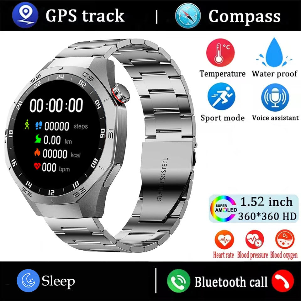 1.43" AMOLED GPS NFC Smart Watch with Bluetooth Calling & Health Monitor Waterproof Sports