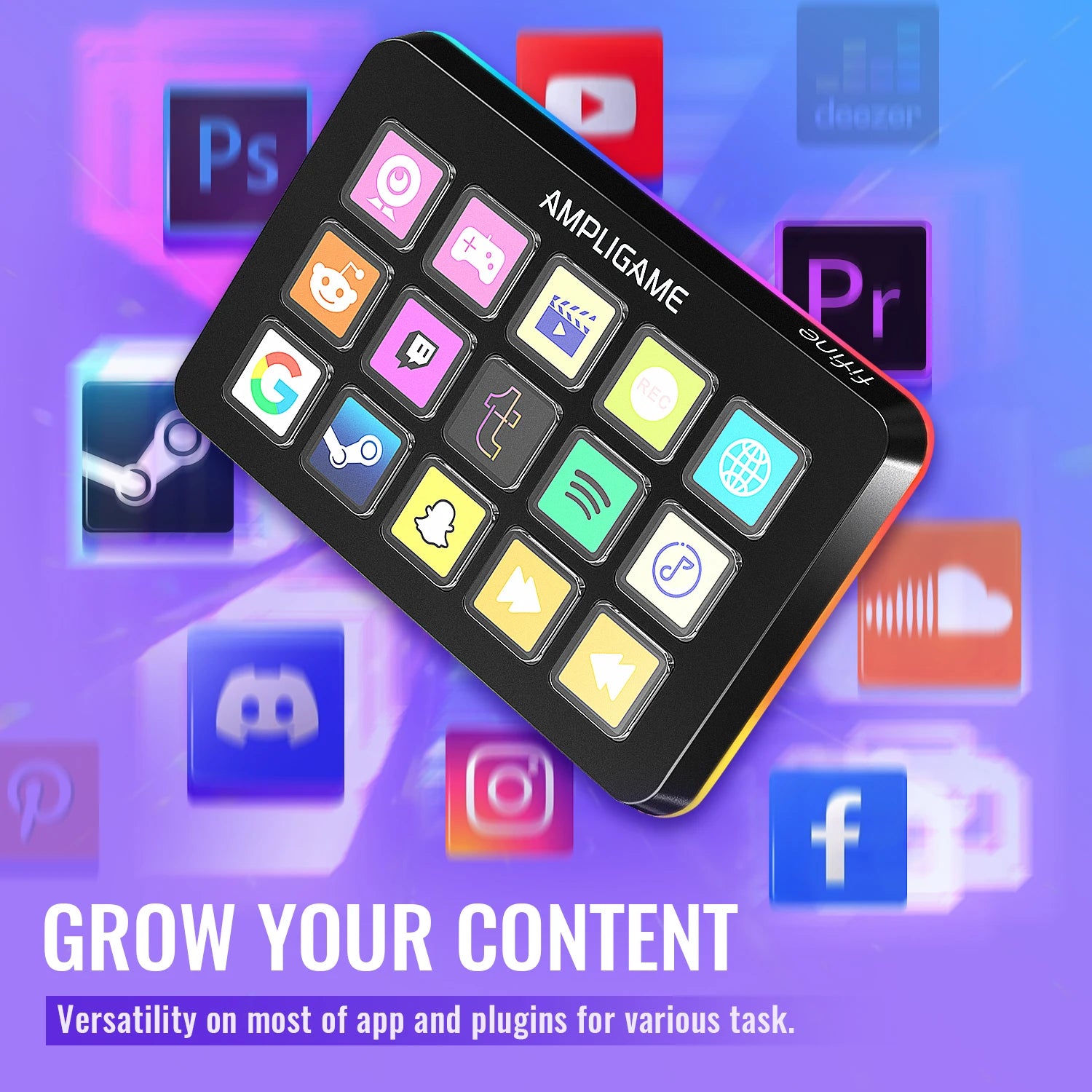 15 Key Mini Macro Keyboard with LCD Buttons RGB Lighting Custom Shortcuts for Streaming Editing