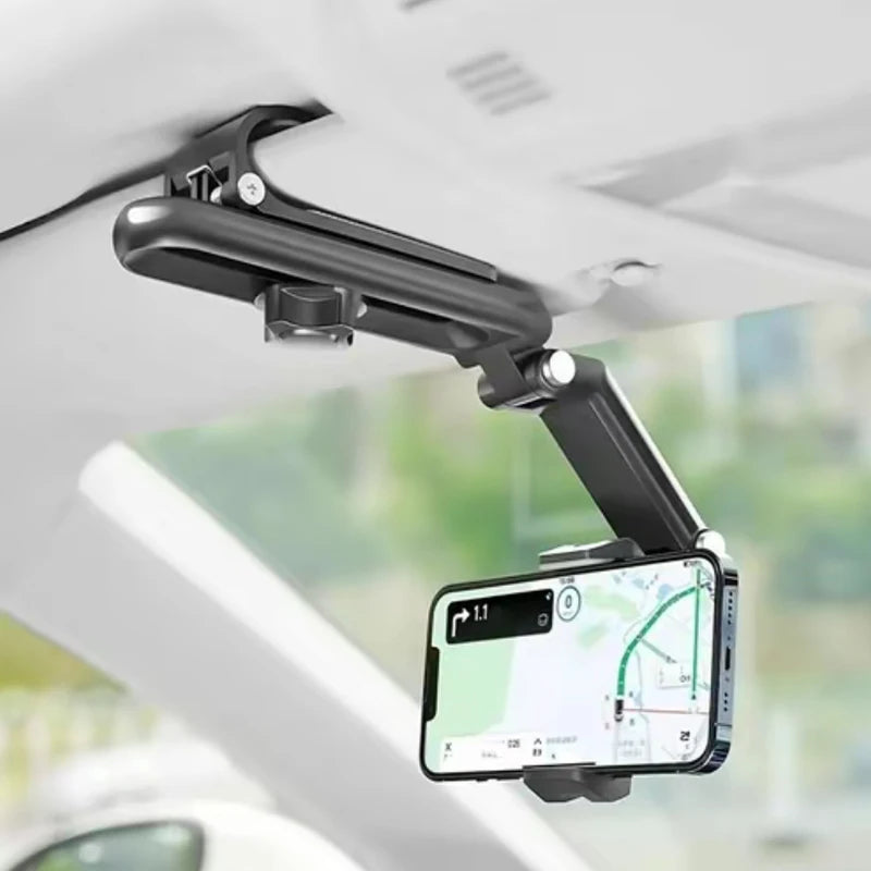 Adjustable Rotating Car Phone Holder for Rearview Mirror with Universal Clip Mount Bracket