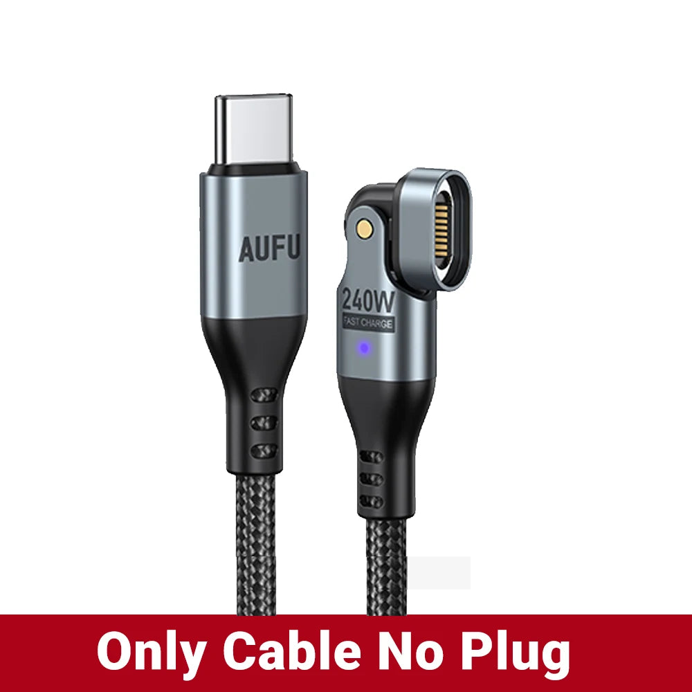 Magnetic 240W Fast Charging USB Cable with 180 Degree Rotation for iPhone and Type C Devices