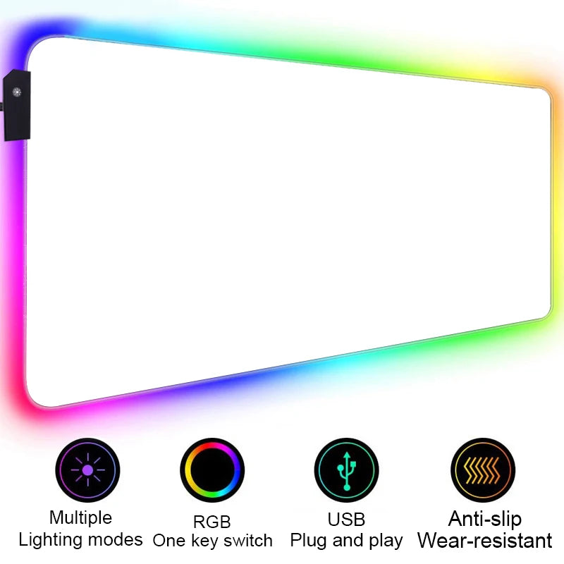 Large RGB Gaming Mouse Pad with LED Backlight Non-Slip Surface for Keyboard and Desk Setup