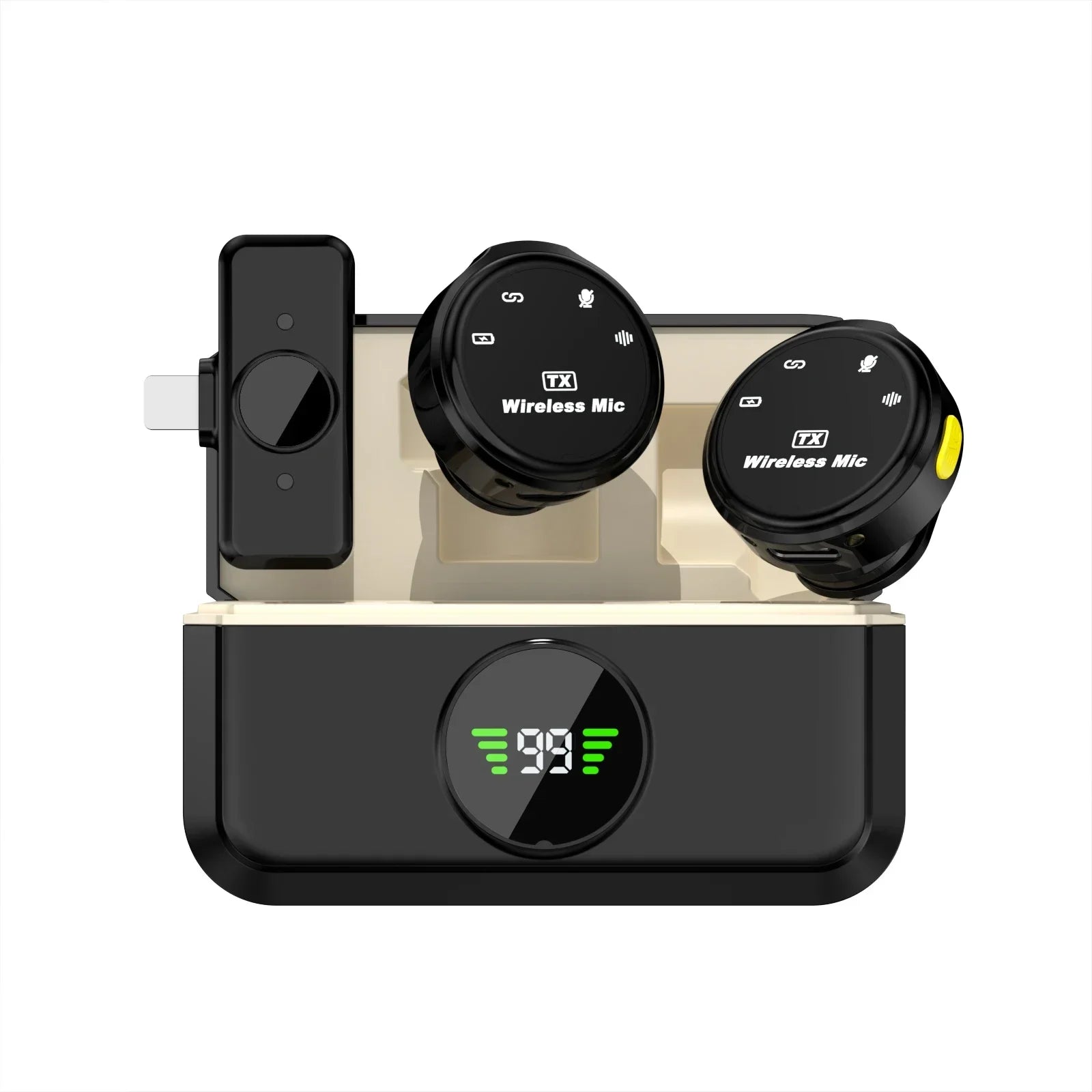 Wireless Lavalier Lapel Microphone Set with Noise-Reduction Magnetic Clip Mobile Recording Streaming