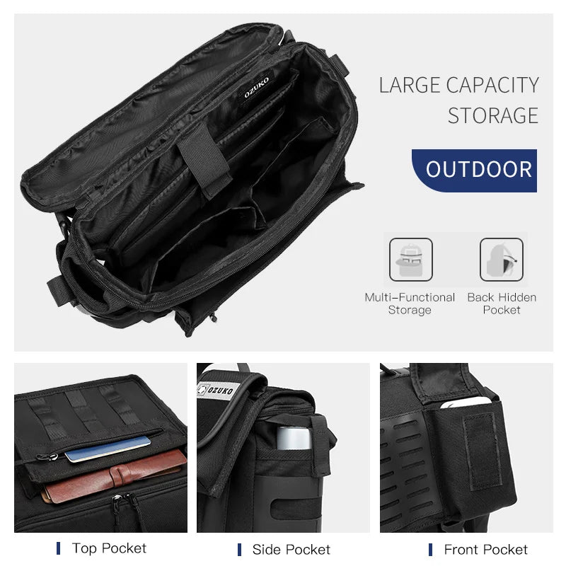 Large Capacity Water Resistant Shoulder Messenger Bag for Outdoor Travel and Everyday Use