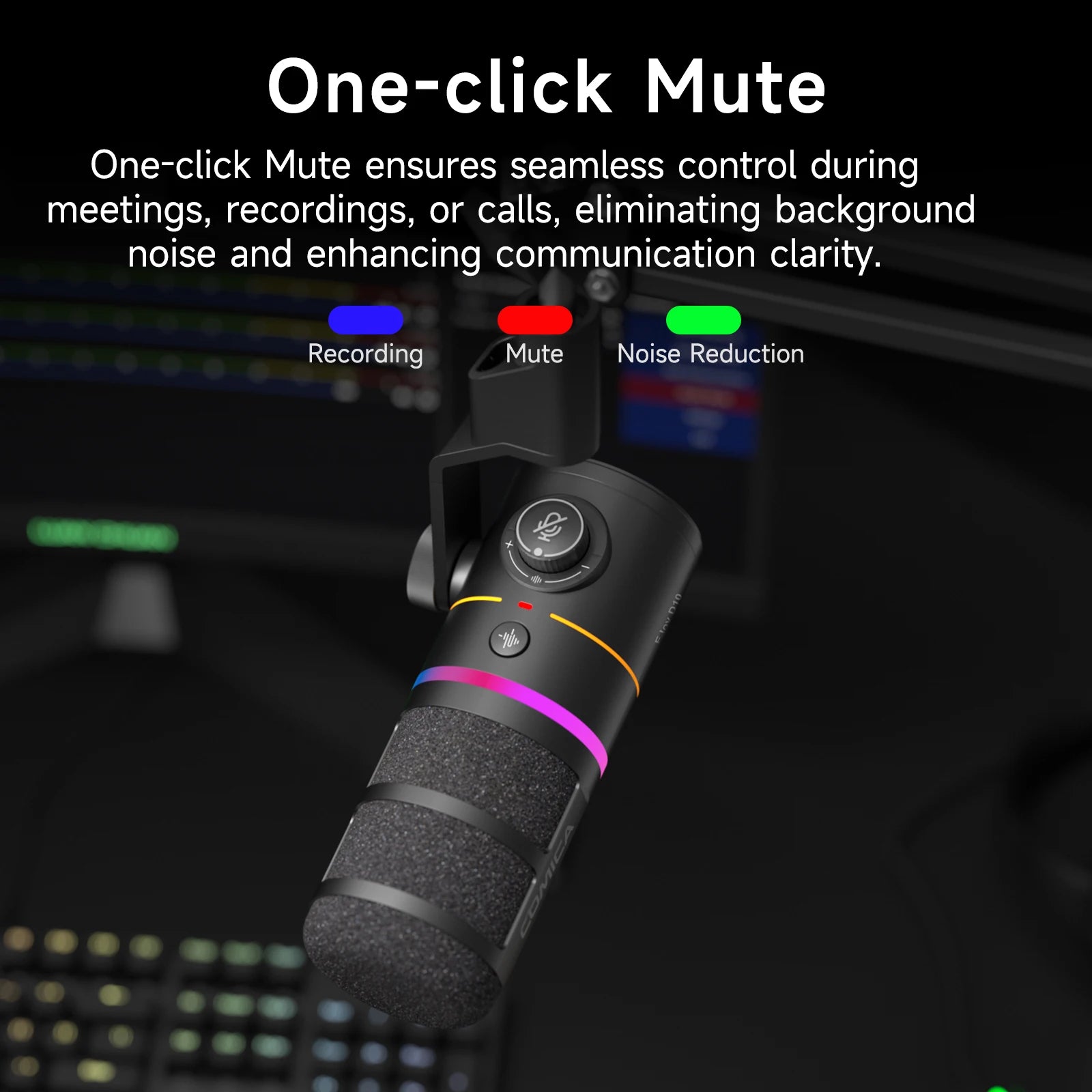 RGB Cardioid Dynamic USB and XLR Microphone Combo for Gaming Streaming Podcast and Interview Use