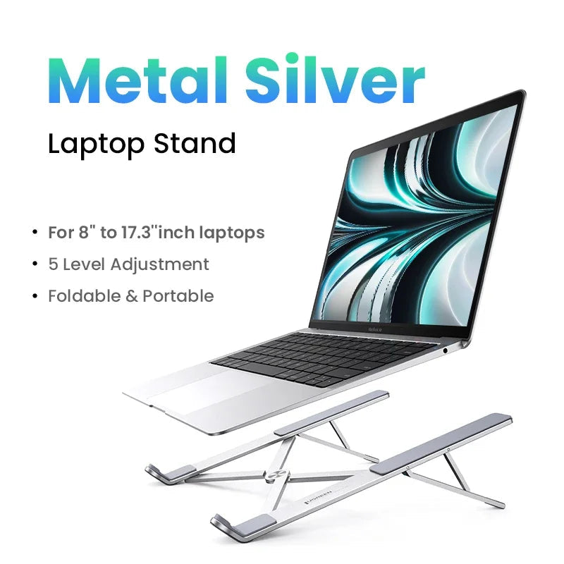 Foldable Adjustable Aluminium Laptop Stand for 13-17.3 Inch Notebooks Tablets Phones