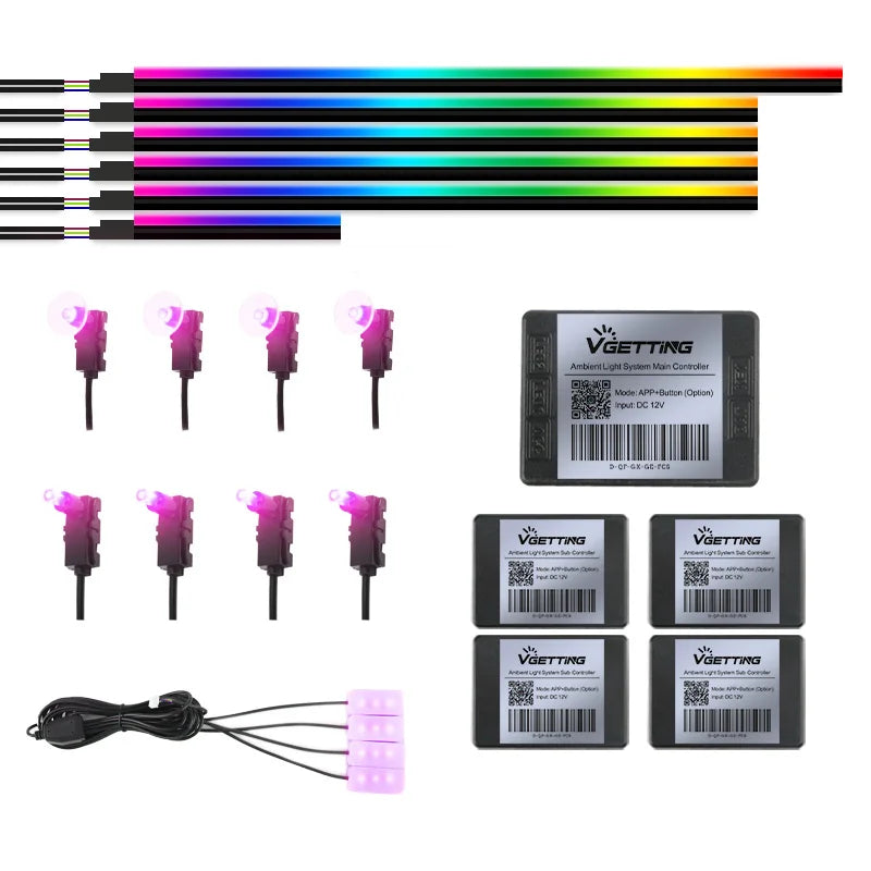 RGB Interior Ambient Car Light Strip with 64 Colour Acrylic LED Symphony Effect