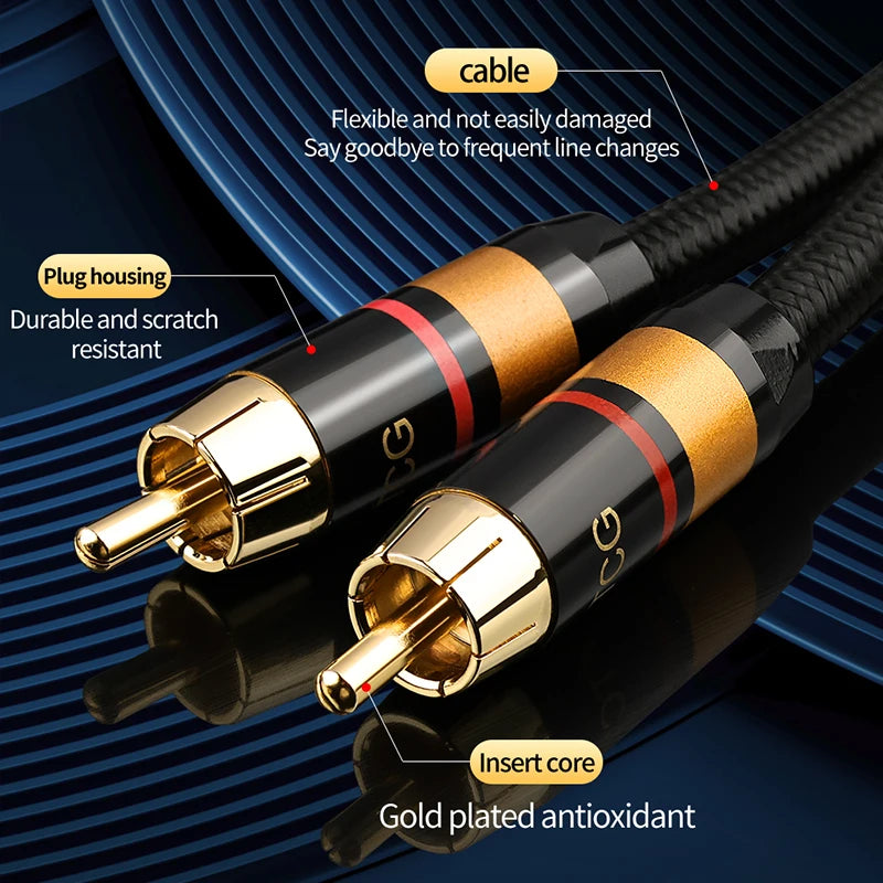 Premium 75 Ohm Digital Coaxial RCA Audio Cable SPDIF for TV Speaker Amplifier and DVD