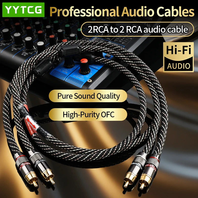 6N OFC HiFi RCA to RCA Audio Cable Gold Plated Plugs for CD Amplifier TV Systems