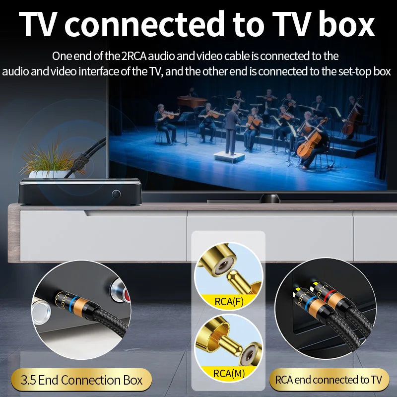 Premium 3.5mm to RCA Audio Cable with Gold Plated Connectors and OFC HiFi Sound Quality