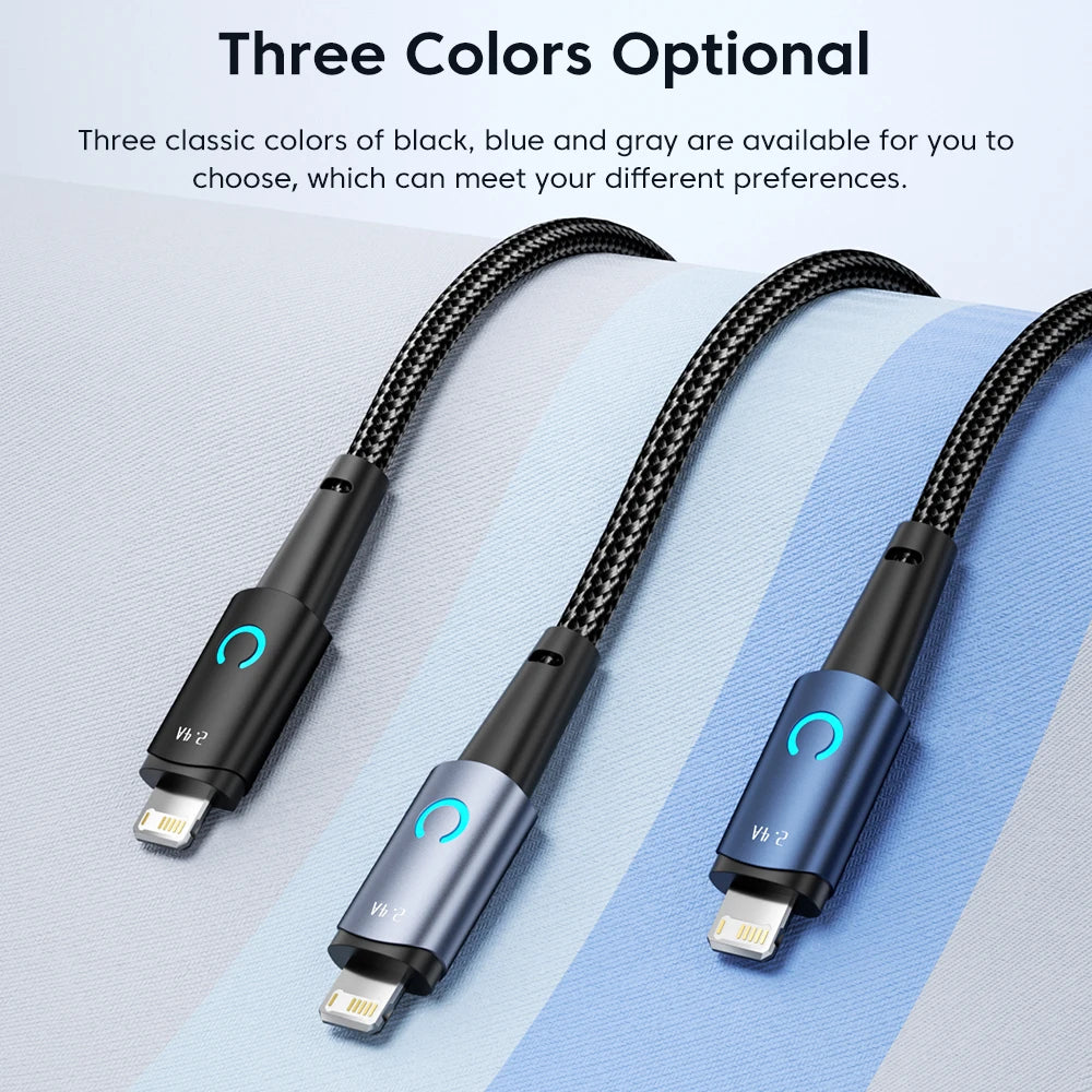 Premium Fast Charging Lightning Cable with LED Indicator for iPhone and iPad Devices
