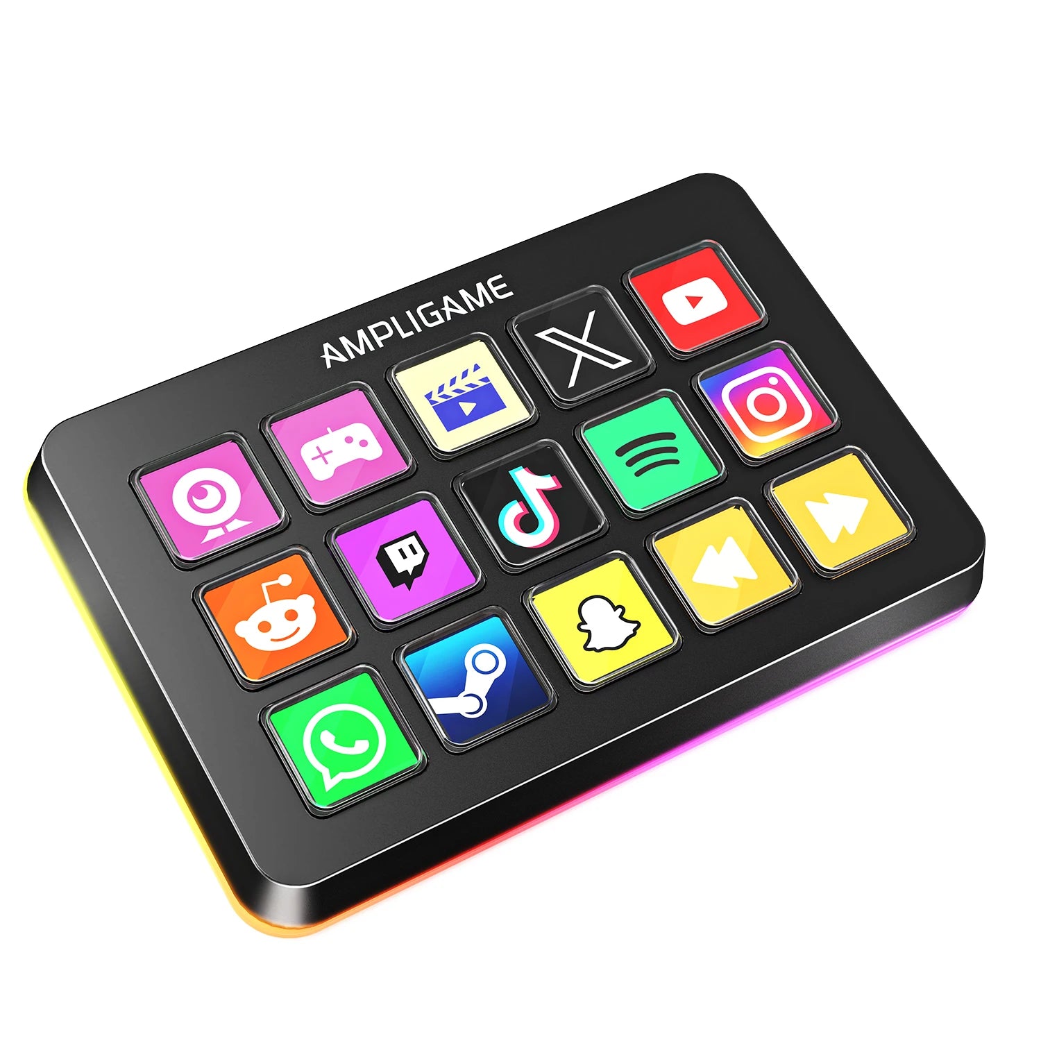 Programmable Macro Board with 15 Dynamic LCD Keys, Custom RGB Lighting for Gaming and Streaming