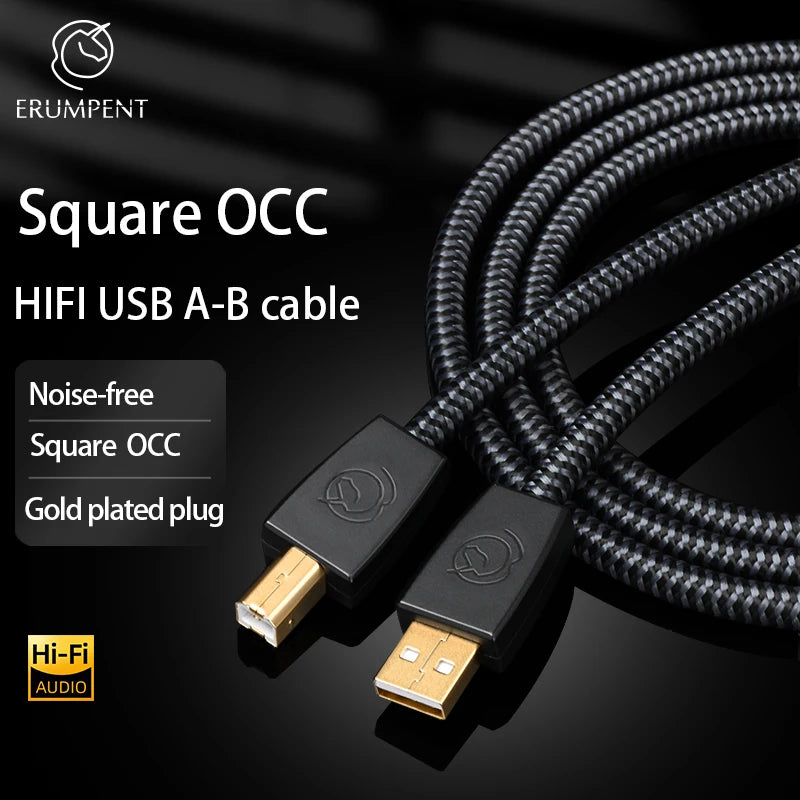 Premium HiFi USB OTG Audio Cable Type A to B OCC Shielded Cord for DAC and Sound Card