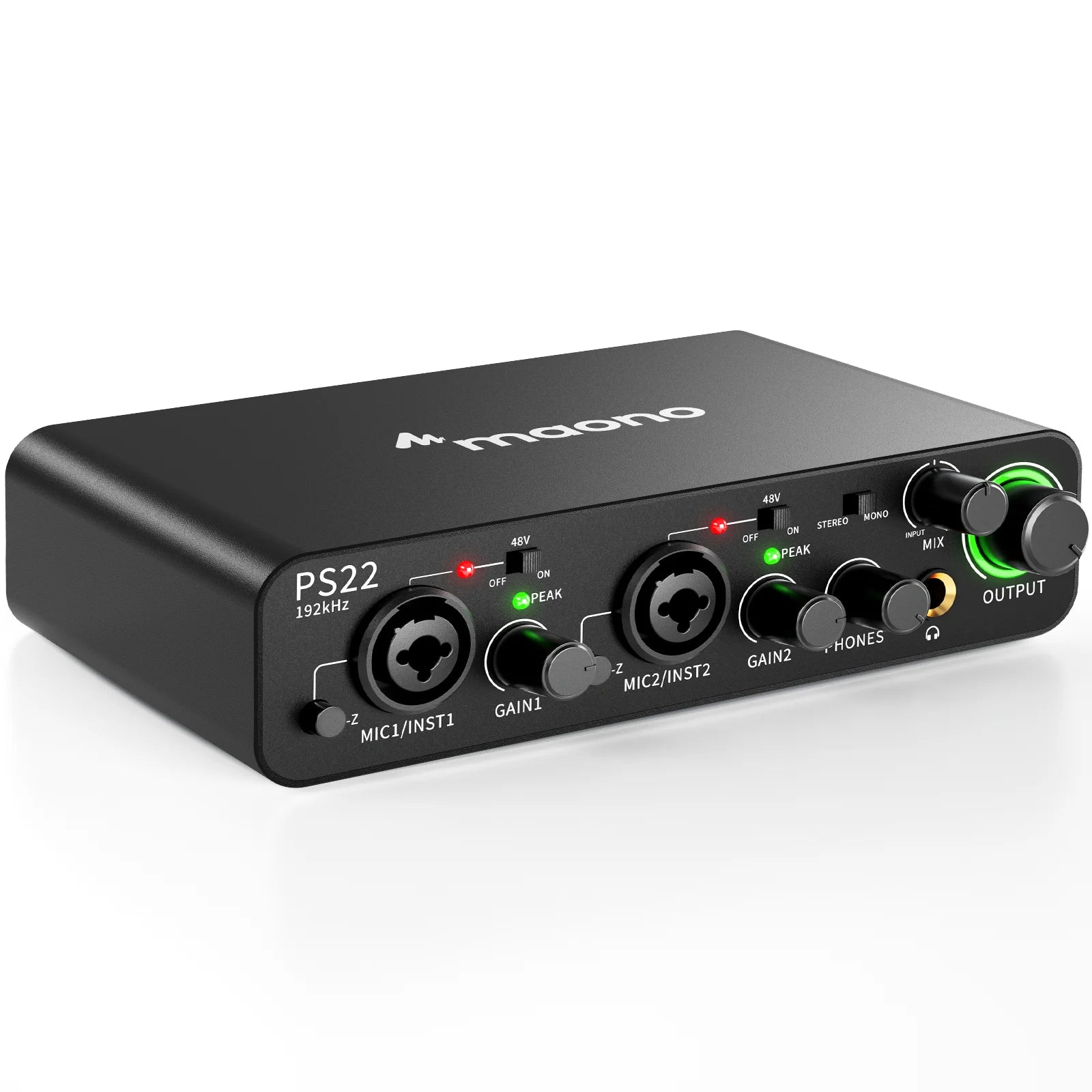 USB Audio Interface with Dual USB Connectivity 24bit 192kHz 60dB Preamp for PC and Phone Recording