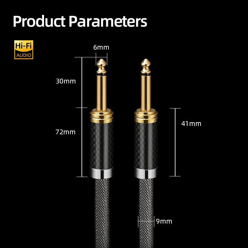 Premium 6.5mm to 6.5mm Mono Audio Cable for Guitar Amplifier Speaker and Studio Equipment