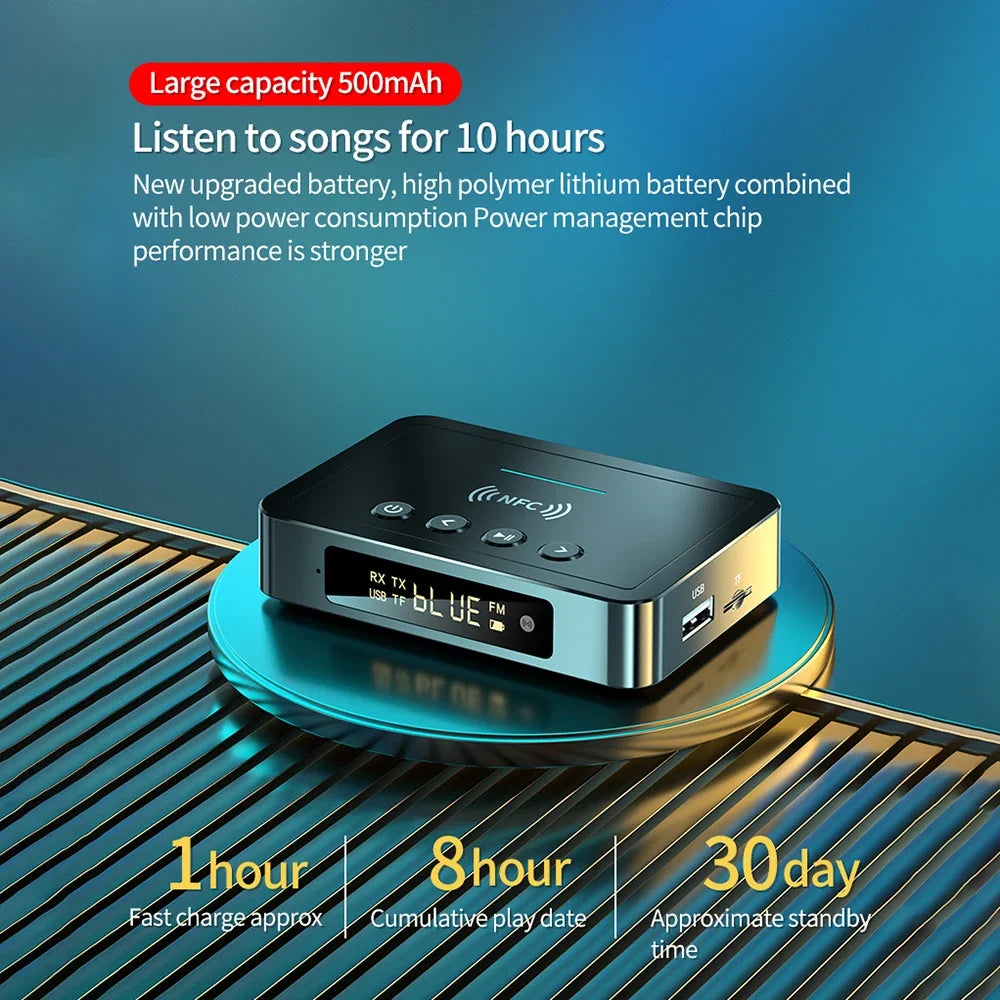 Wireless Bluetooth 5.4 Audio Receiver Transmitter with NFC FM Stereo AUX Optical Connection