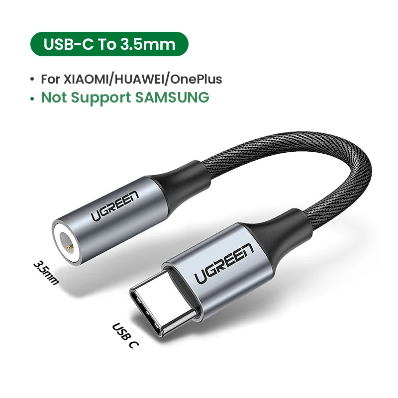 USB C to 3.5mm Headphone Jack Adapter AUX Audio Cable for Huawei Xiaomi OnePlus Phones