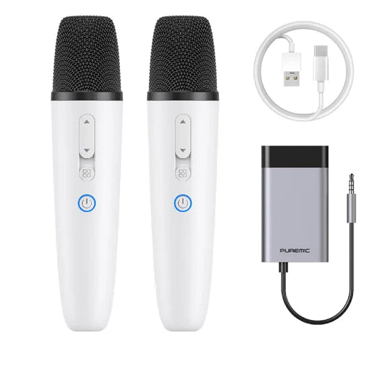 Wireless Rechargeable Bluetooth Tesla Car Karaoke Microphone with USB-C Aux Receiver