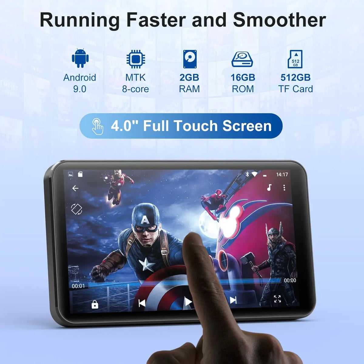 Android Portable MP3 MP4 Player with Bluetooth WiFi Touch Screen Supports Spotify and up to 512GB