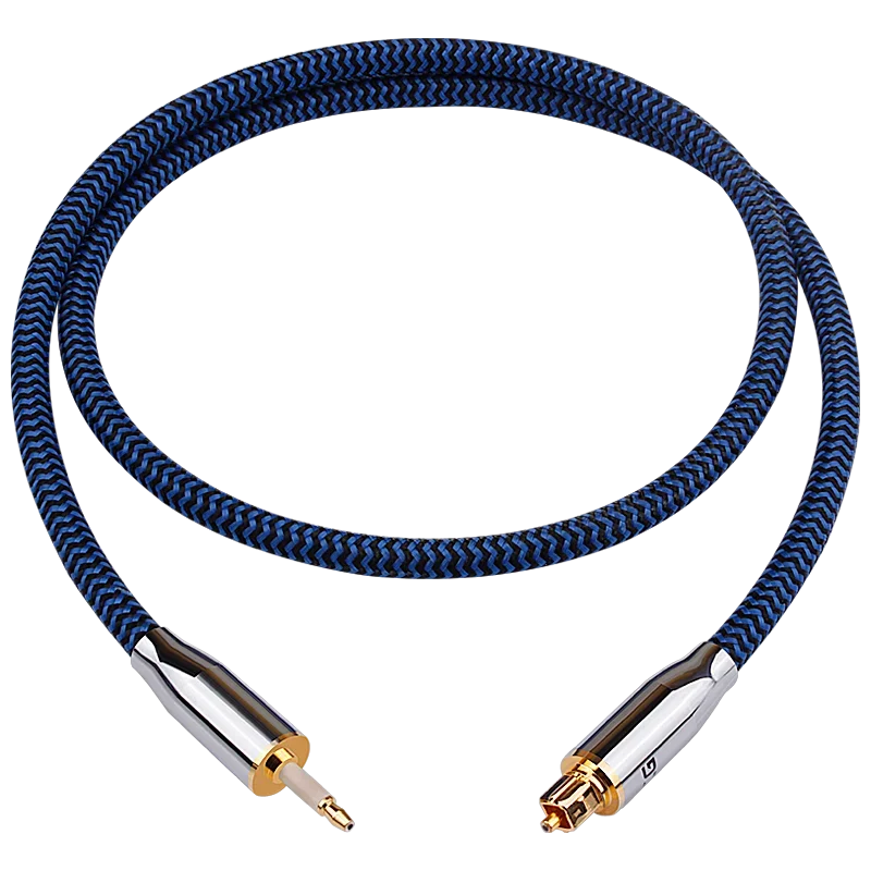 Premium Digital Optical Toslink Round to Square Audio Cable for TV Soundbar Amplifier and Subwoofer