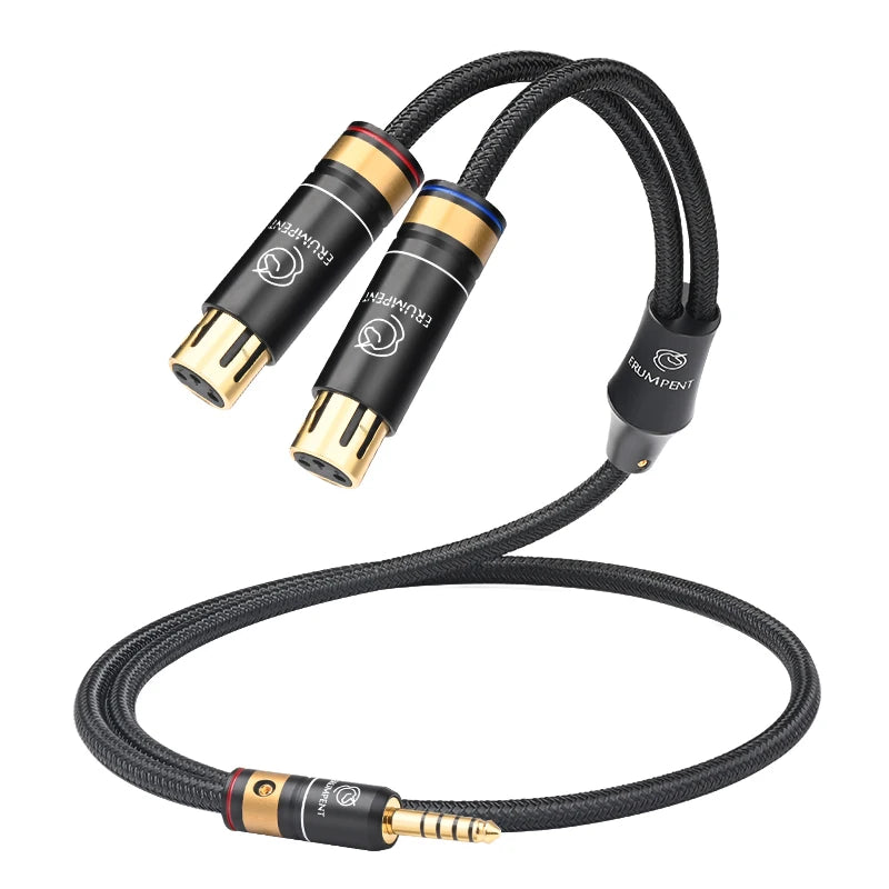 Premium HiFi 4.4mm Balanced to Dual XLR Audio Cable for Amplifiers Mixers and Studio Equipment