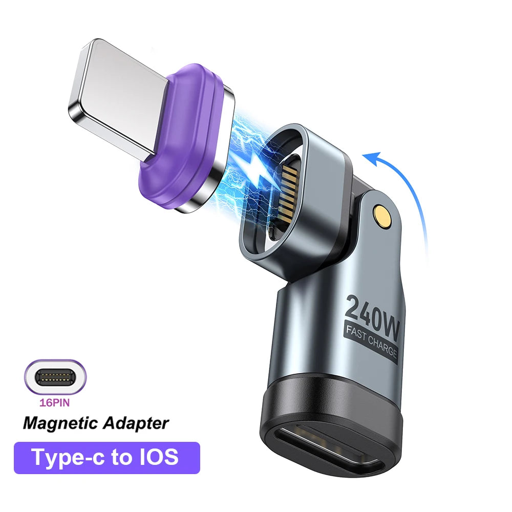 240W Magnetic USB C Adapter OTG Converter Type C Male to Female Fast Charging Connector