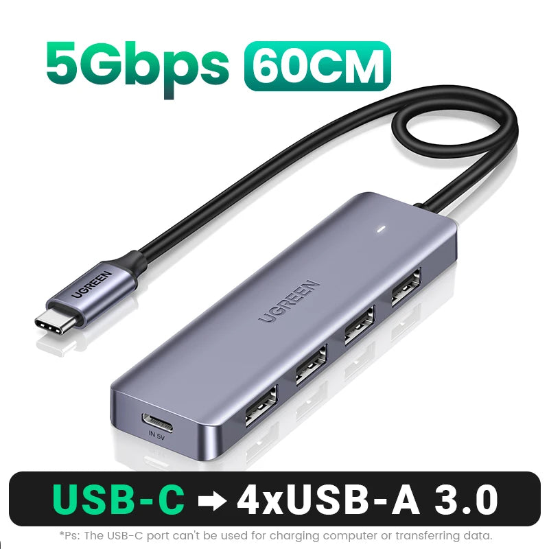 USB-C Hub 4 Ports USB 3.0 Splitter Adapter Type C to USB-A Hub for MacBook iPad Pro Samsung