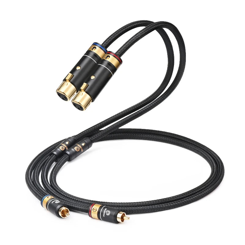 Premium Dual XLR to Dual RCA Audio Cable with 6N OCC Copper for HiFi Amplifier and Mixer