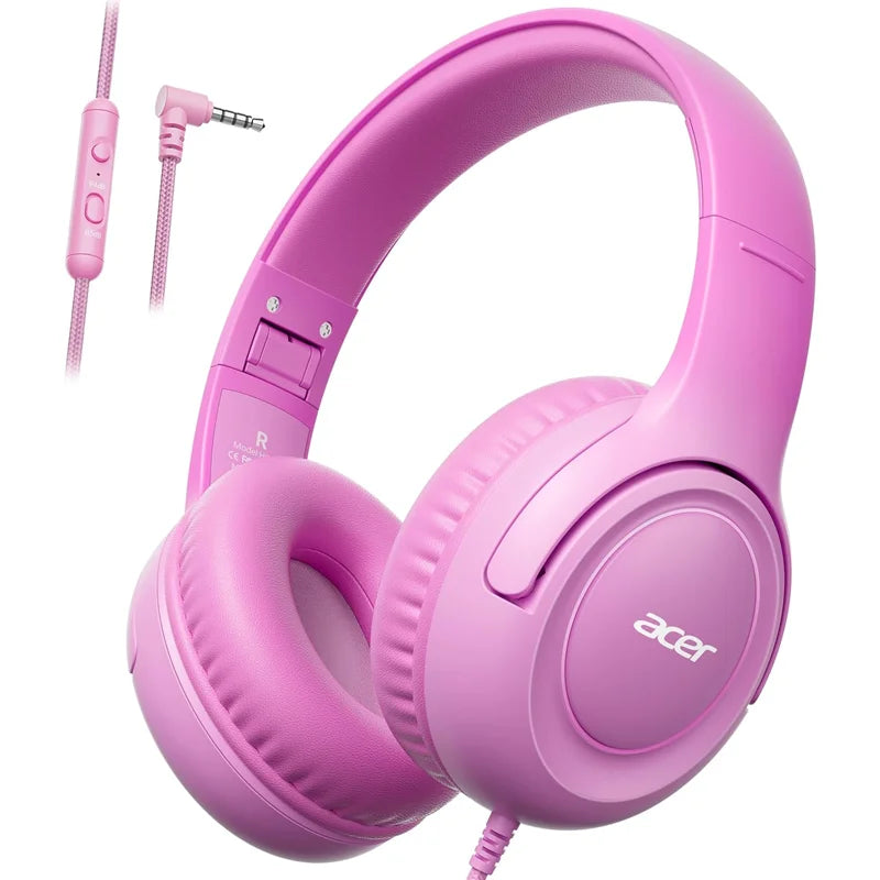 Kids Wired On Ear Headphones with Safe Volume Limiter and 3.5mm Jack for School and Play