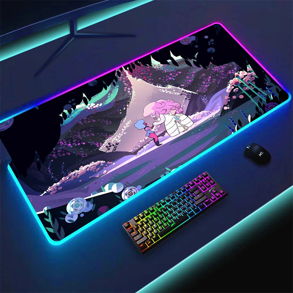 RGB Anime Gaming Mouse Pad with LED Lighting Non-slip Surface Large Waterproof Desk Mat