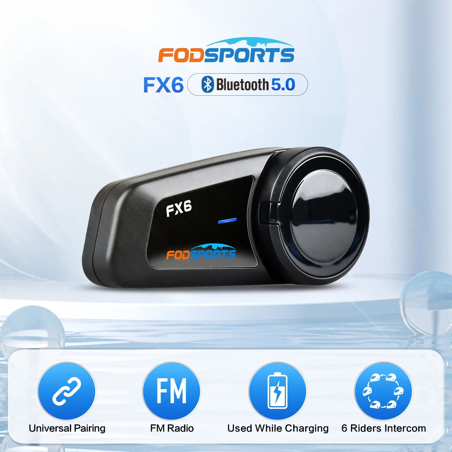 Bluetooth Motorcycle Helmet Intercom Headset for Group Riding with FM Radio and Noise Reduction