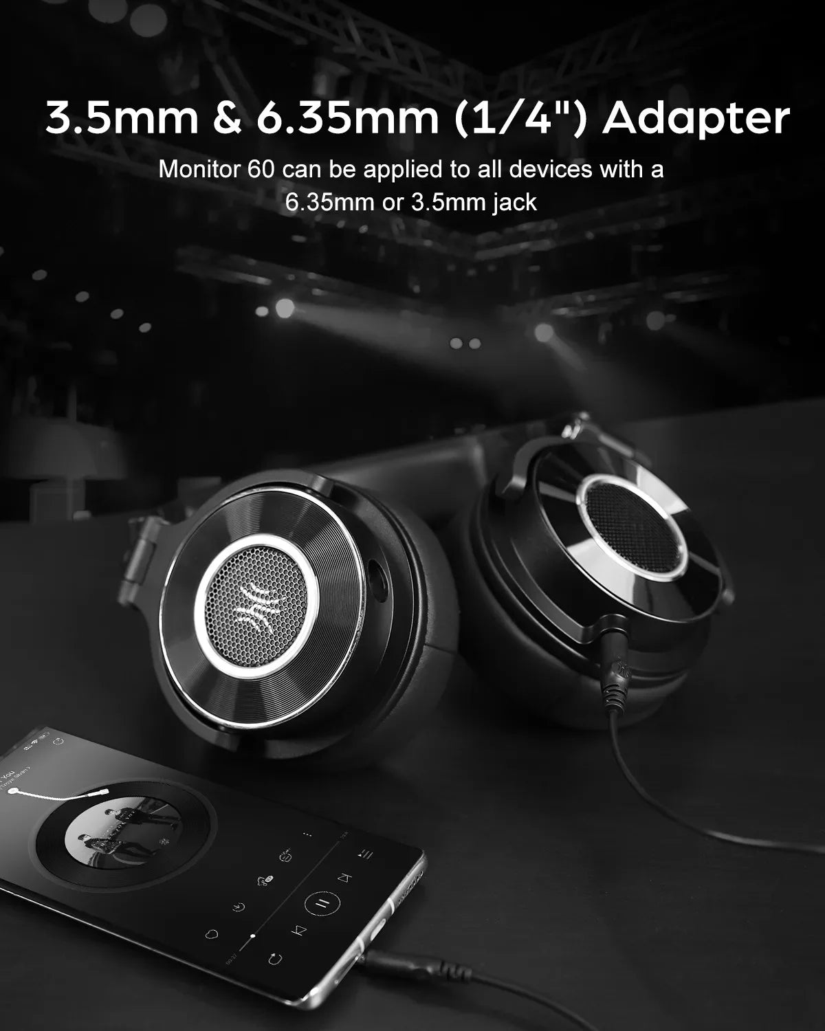 Professional Wired Over Ear Studio Headphones with Hi-Res Audio and Detachable Microphone