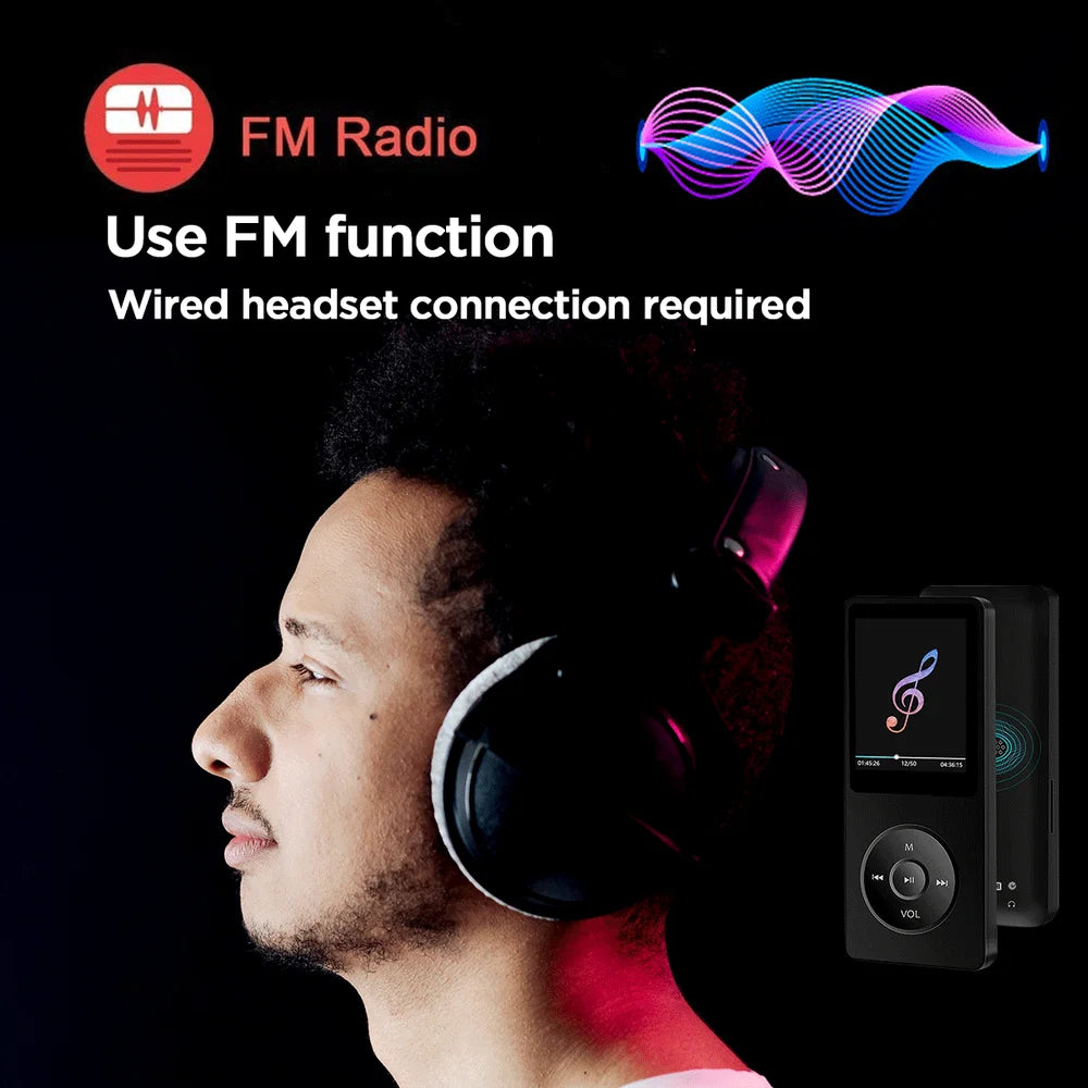 Portable Bluetooth MP3 MP4 Player with FM Radio Recorder HIFI Audio USB Charging and 16GB Storage