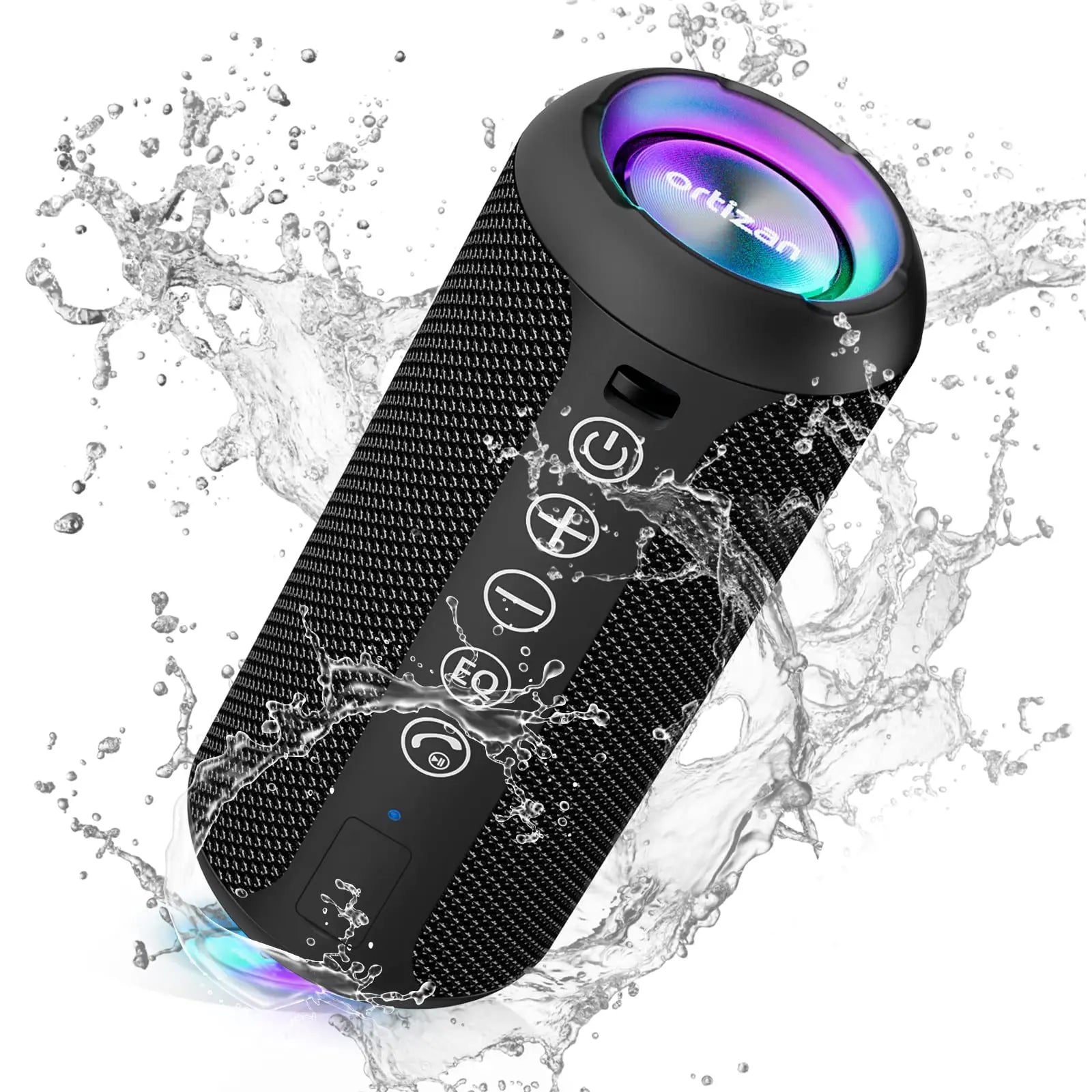 Portable Bluetooth Speaker with Deep Bass Boost IPX7 Waterproof RGB Lights and 30H Playtime