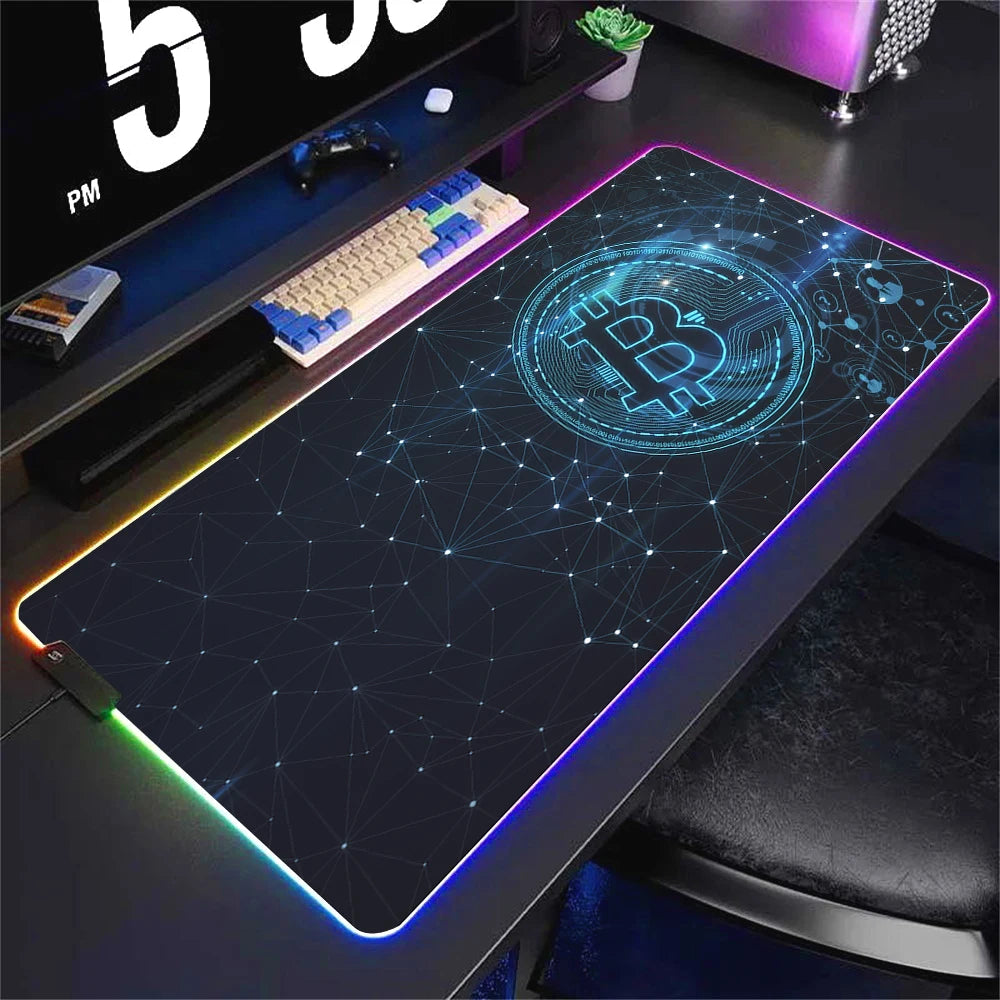 Large RGB Gaming Mouse Pad Non-slip Waterproof Desk Mat with Backlit Edge for Office and Gaming