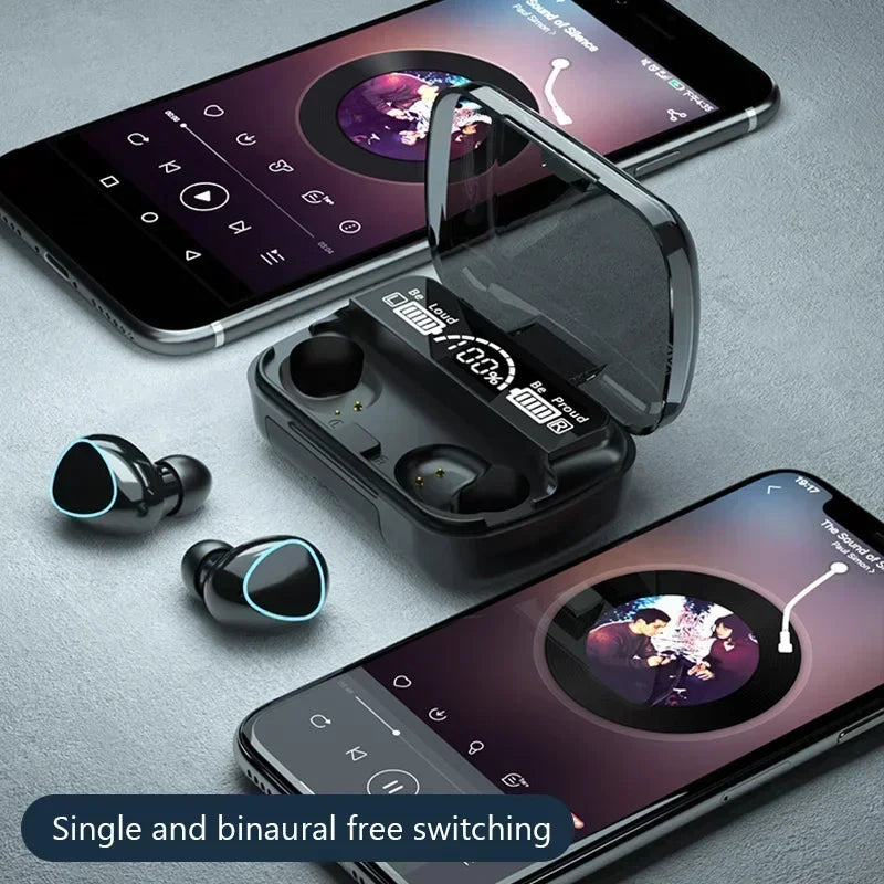 M10 TWS Bluetooth 5.1 Earbuds with 2500mAh Charging Case, 9D Stereo Sound, and Mic