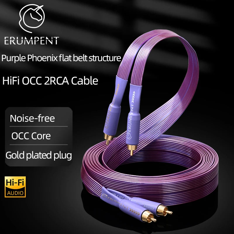 High Fidelity Pure Copper 2RCA to 2RCA Audio Cable with Gold Plated Connectors for Amplifiers