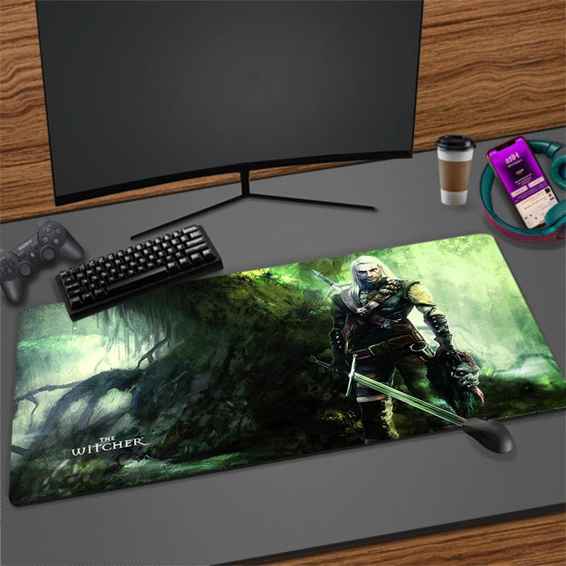 Large Cartoon Gaming Mouse Pad with Stitched Edges Non-Slip Rubber Base for Desktops and PCs