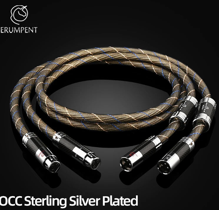 Premium Sterling Silver Plated Balanced XLR Male to Female Audio Cable for Studio and HiFi Use