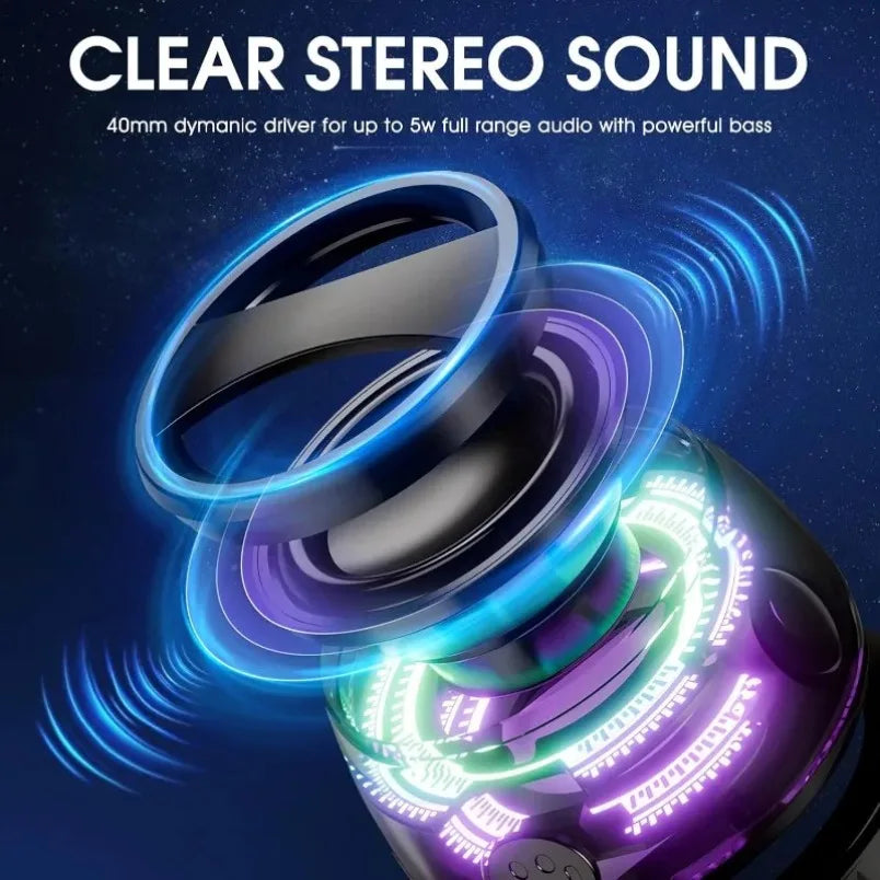 Portable Bluetooth 5.3 Speaker with RGB Lighting, Magnetic Mount, and Phone Holder