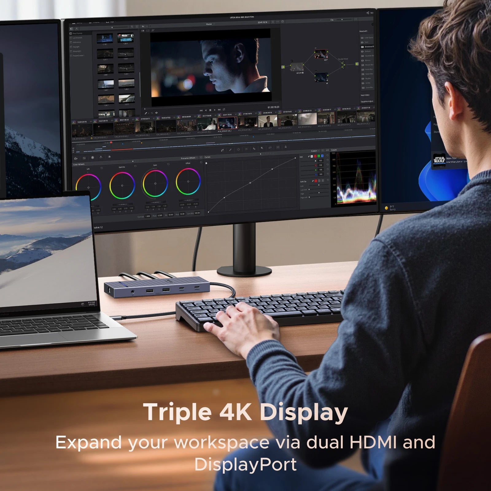 12 in 1 USB-C Dock with Dual HDMI DP 4K120Hz 10Gbps Ethernet SD Reader 100W PD Hub