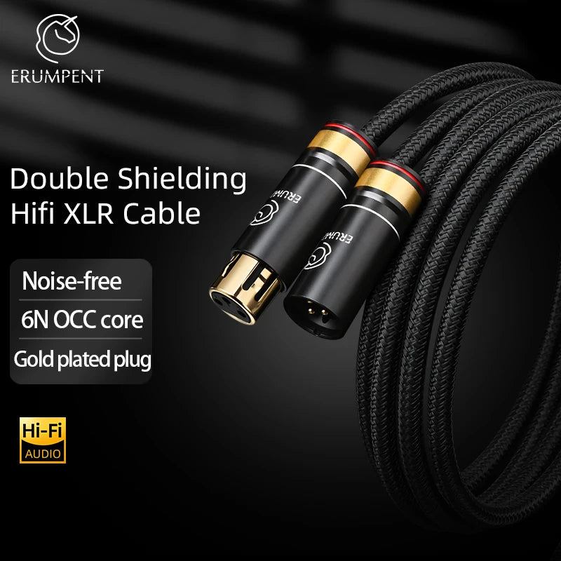 Premium HiFi Balanced XLR Audio Cable with 6N OCC Copper for Microphones and Amplifiers