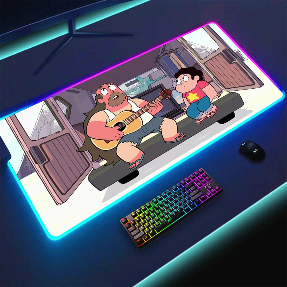RGB Anime Gaming Mouse Pad with LED Lighting Non-slip Surface Large Waterproof Desk Mat