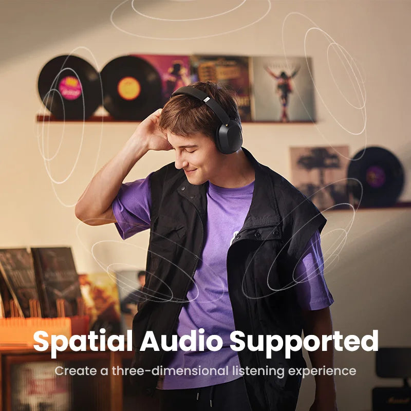 Wireless Bluetooth Headphones 43dB ANC Hi-Res LDAC 75H Battery Life Spatial Audio Earbuds