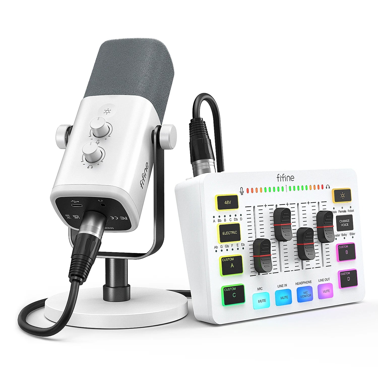 All in One Podcast Kit with RGB Audio Mixer and Dynamic Microphone for PC Gaming Streaming Recording