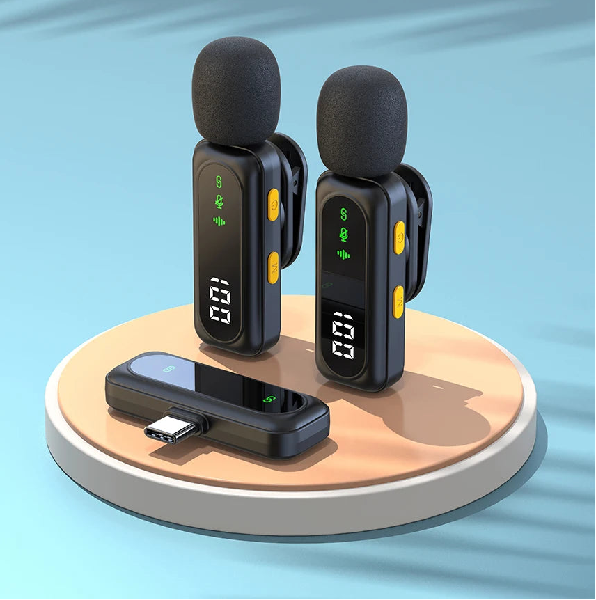 Wireless Lavalier Lapel Microphone with Noise Reduction Type-C for Live Streaming Recording
