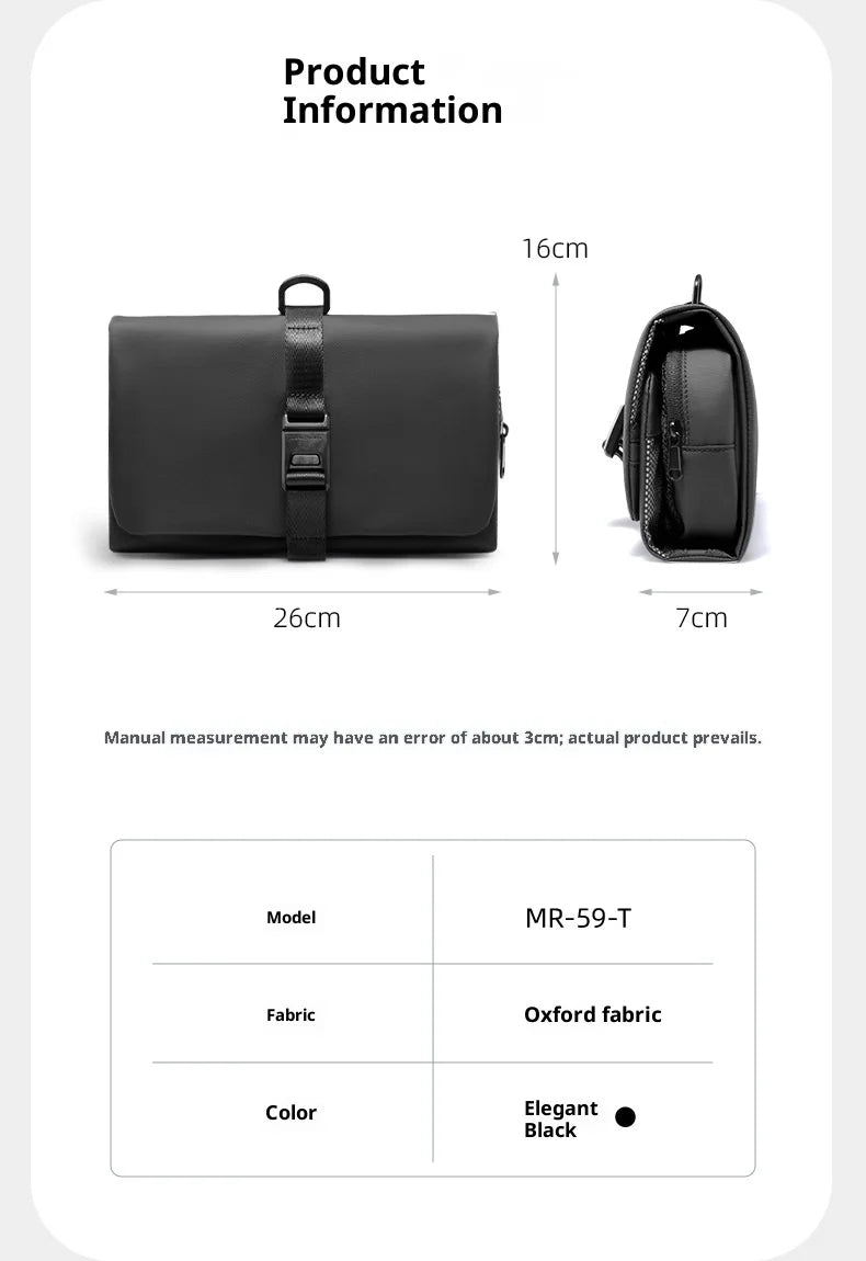 Waterproof Black Travel Toiletry Organiser Bag Lightweight Versatile Unisex Pouch for Storage