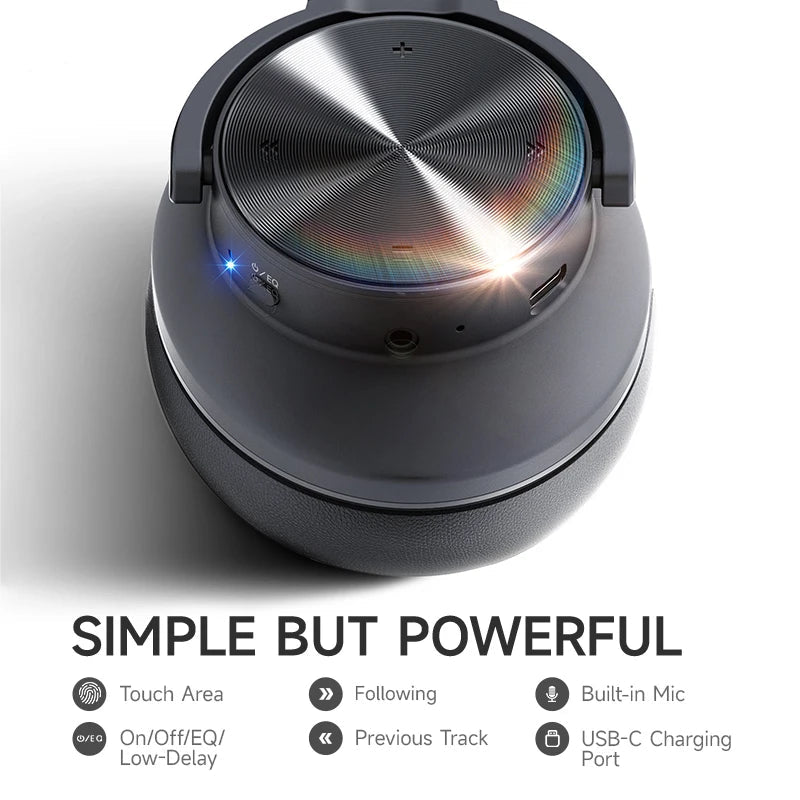 Wireless Over Ear Bluetooth Headphones 120 Hour Battery Low Latency 3EQ Modes Built-In Mic
