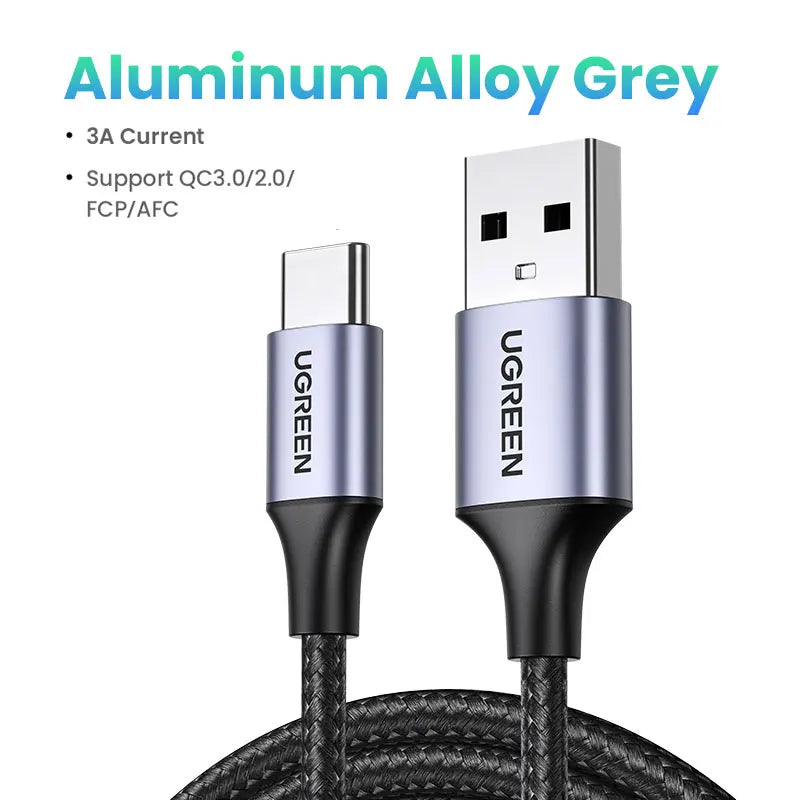 USB-A to USB-C 3A Fast Charging Data Cable for iPhone Samsung Xiaomi Android Phones