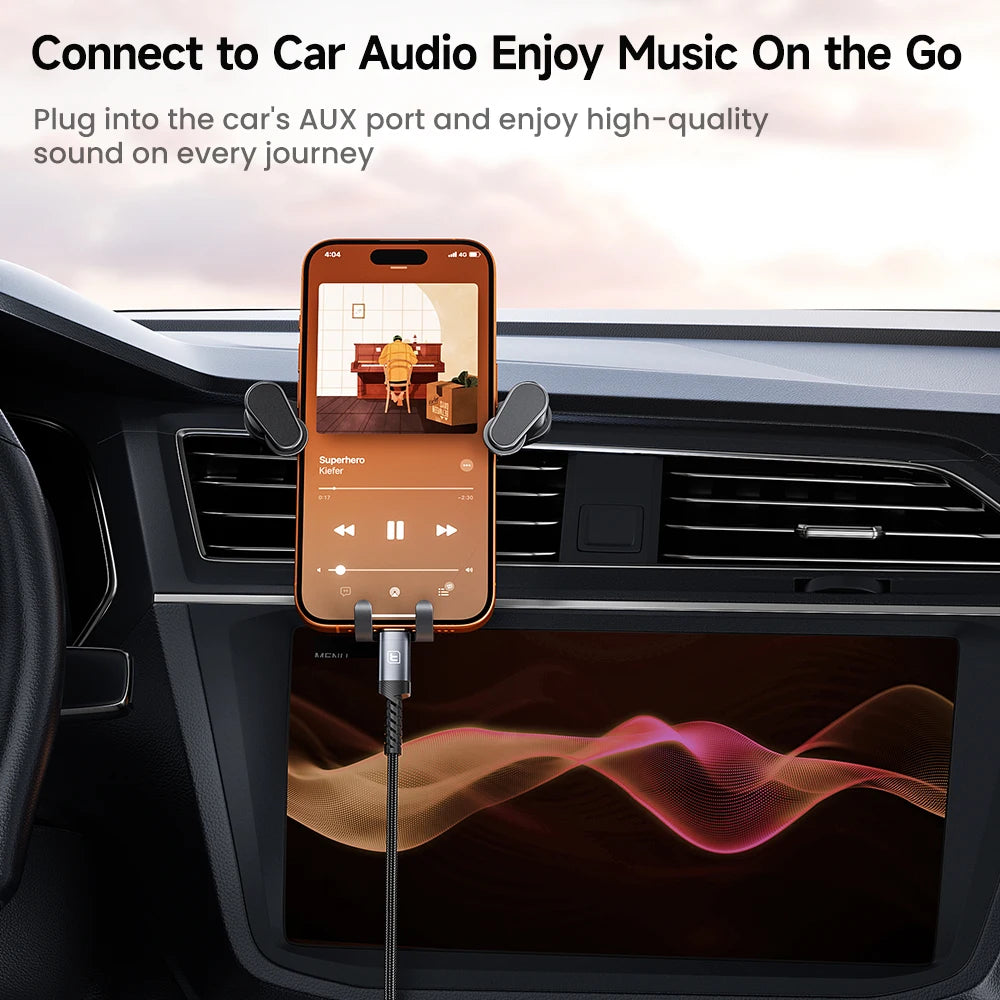 USB-C and Lightning to 3.5mm Audio Cable Male to Male Braided Aux Adapter for Phones and Speakers