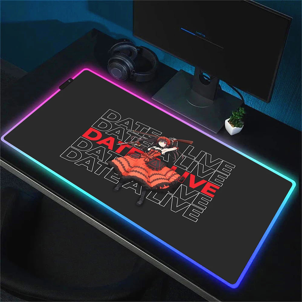 RGB Gaming Mouse Pad with Anime Design Large Non-Slip Backlit Desk Mat for Keyboard and Mouse
